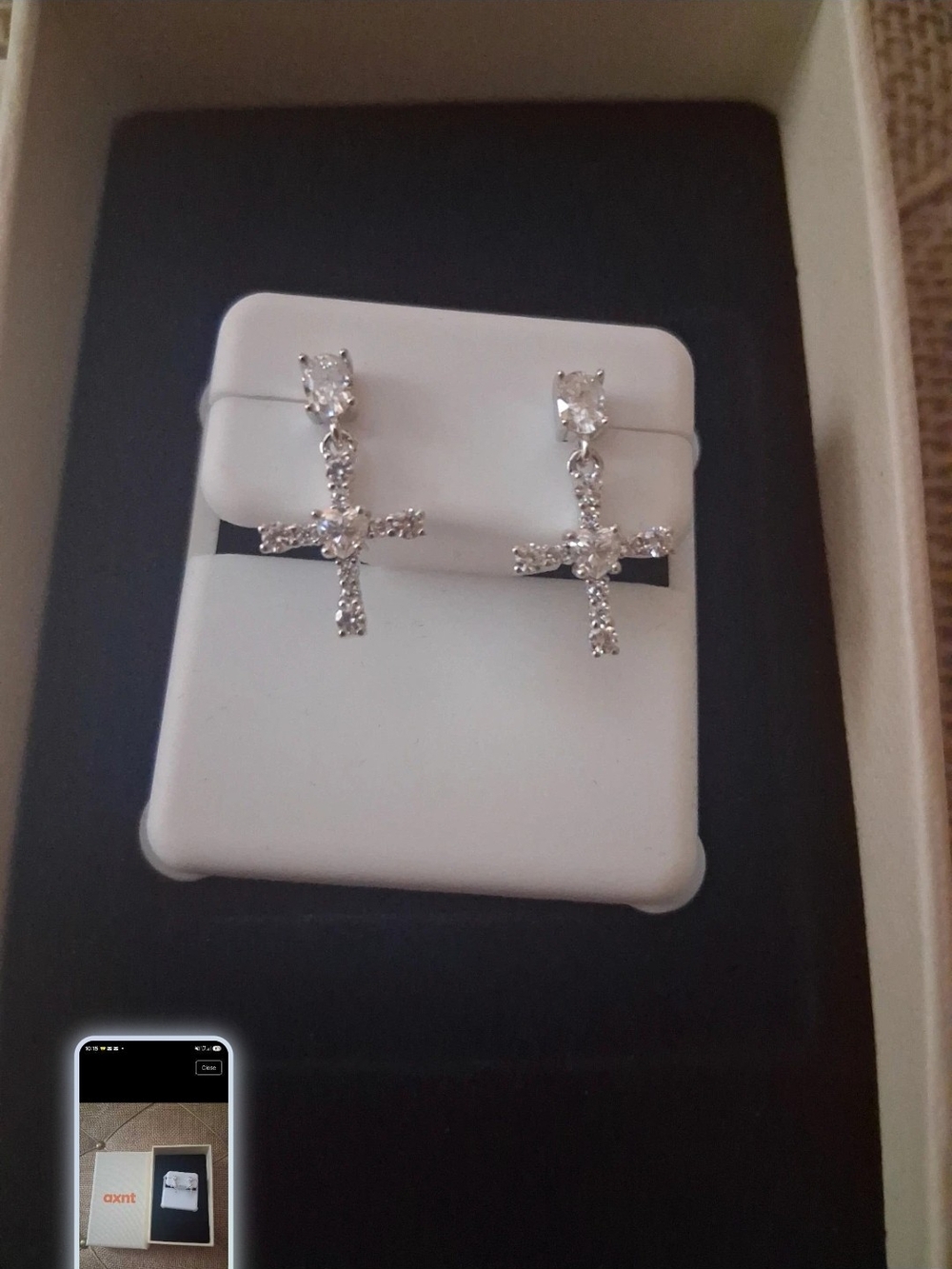 Silver Crystal Cross Drop Earrings - Elegant Women’s Jewelry